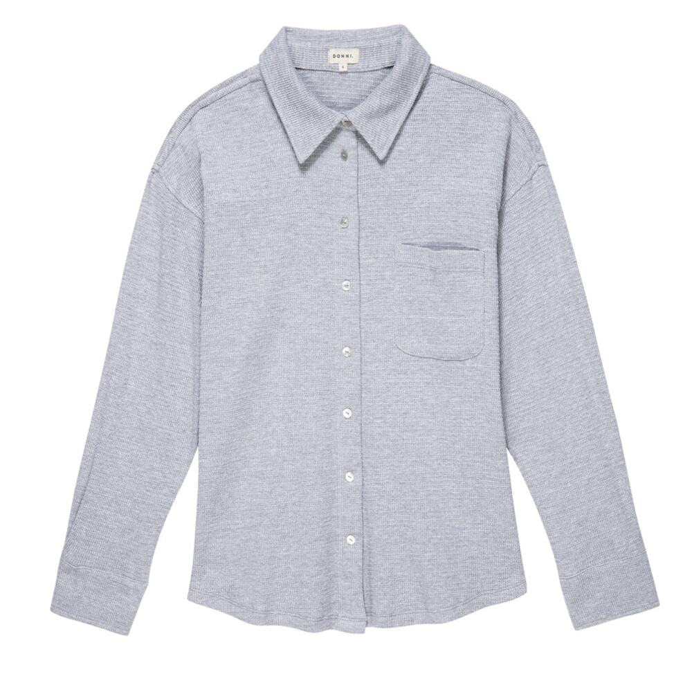 Donni. Thermal Heather Grey Button Down Shirt Size XL